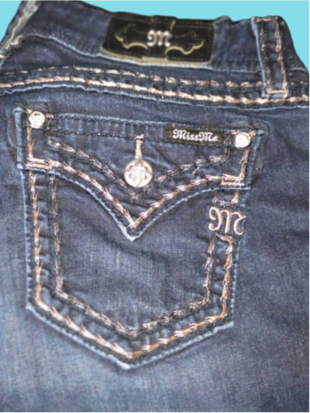 Women's Miss Me Boot Cut Jeans Size 30 Blue Brown